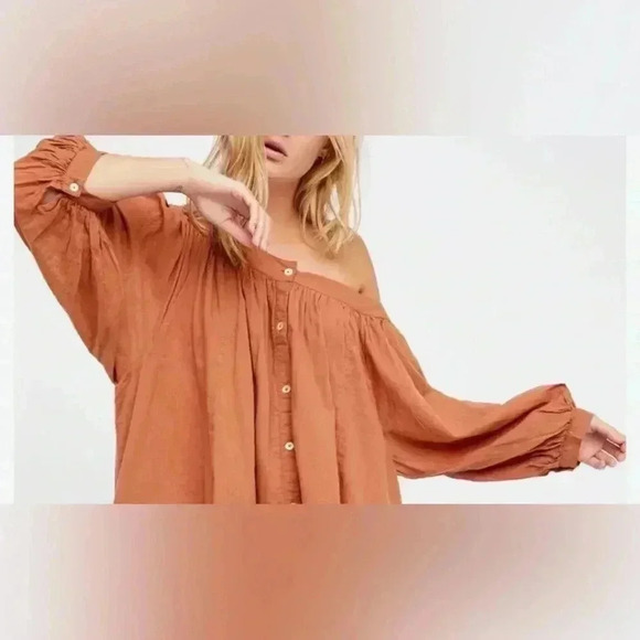 🆕Mileage Rust Plus-size Off Should Mid Sleeve Blouse 3X🆕 - Picture 1 of 6